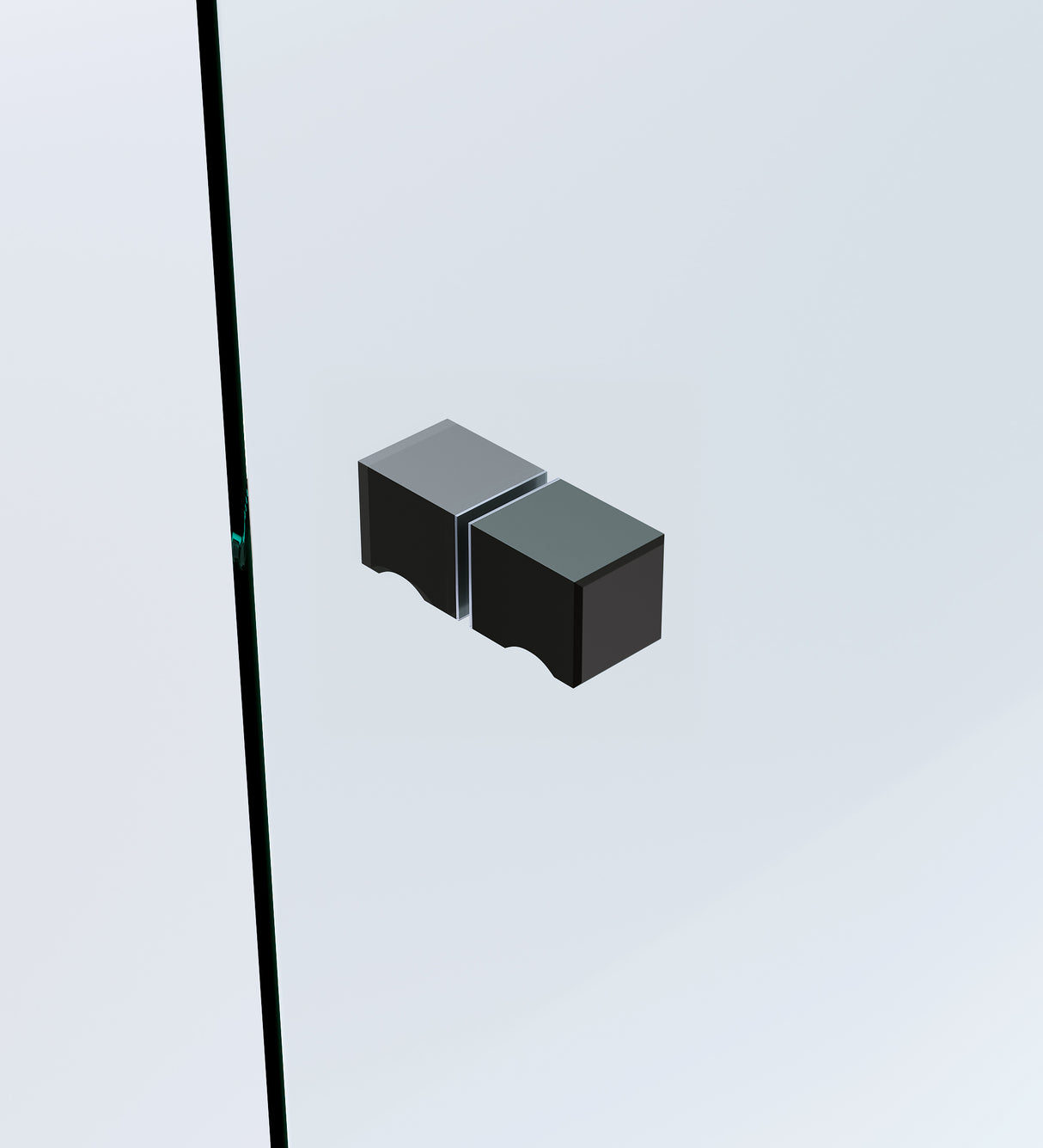 90x70cm Black Corner Frameless Shower Screen with Wall Channel and Floor Channel Brackets, Stainless Steel Hinges & Square Knob Handle