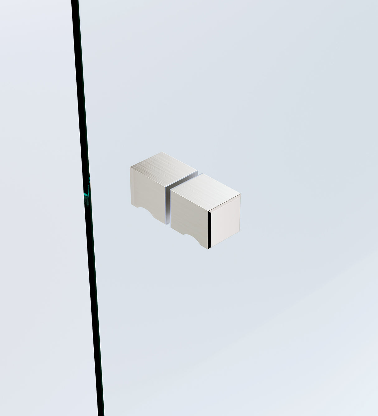 120x100cm Nickel Corner Frameless Shower Screen with Wall Channel Brackets, Stainless Steel Hinges & Square Knob Handle