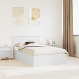 Bed Frame with Headboard White 135 x 190 cm Engineered Wood - Front View