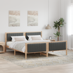 Bed frame Brown and dark grey 180 x 200 cm Solid pine wood