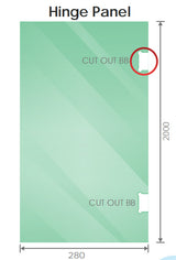 90x90cm White Corner Frameless Shower Screen with Wall Channel Brackets, Stainless Steel Hinges & Square Double Pull Handle - Side View