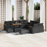 Garden Sofa Set with Cushion 13 pcs Black Poly Rattan - Front View