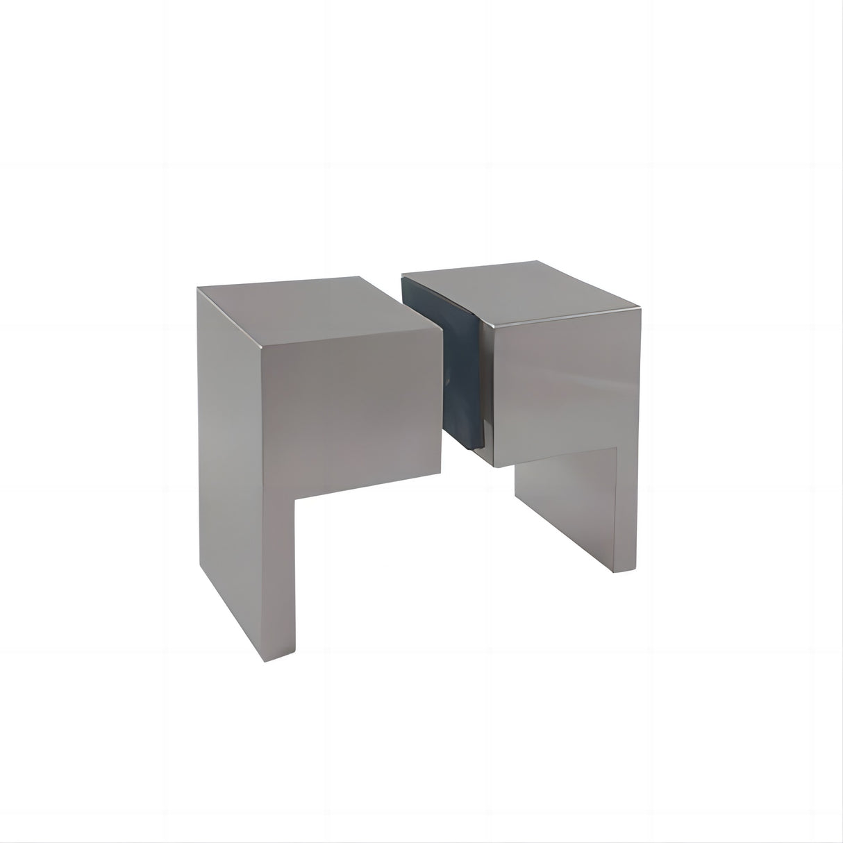 110x90cm Nickel Corner Frameless Shower Screen with Wall Channel and Floor Channel Brackets, Stainless Steel Hinges & Square Double Pull Handle