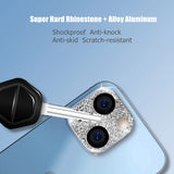 Diamond Metal Camera Lens Protector Glass For iPhone 11 14 15 Pro Max Plus 13 12 Mini Plus Full Cover Camera Lens Protector Case - 45-Degree Angle