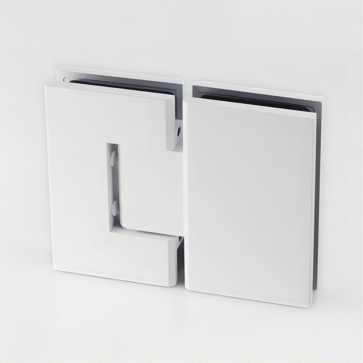 90x80cm Corner Frameless Shower Screen &ndash; White Wall Channel with Brass Hinges & Square Knob Handle