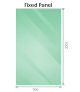 100x70cm Corner Frameless Shower Screen &ndash; Chrome Wall Channel and Floor Channel with Brass Hinges & Square Knob Handle