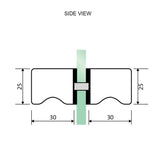 100x70cm Corner Frameless Shower Screen &ndash; White Wall Channel with Brass Hinges & Square Knob Handle - Extra Image