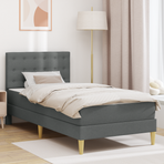 Bed Frame with Mattress Dark Grey 90 x 190 cm Fabric