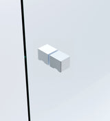 110x70cm Corner Frameless Shower Screen &ndash; White Wall Channel with Brass Hinges & Square Knob Handle - Extra Image