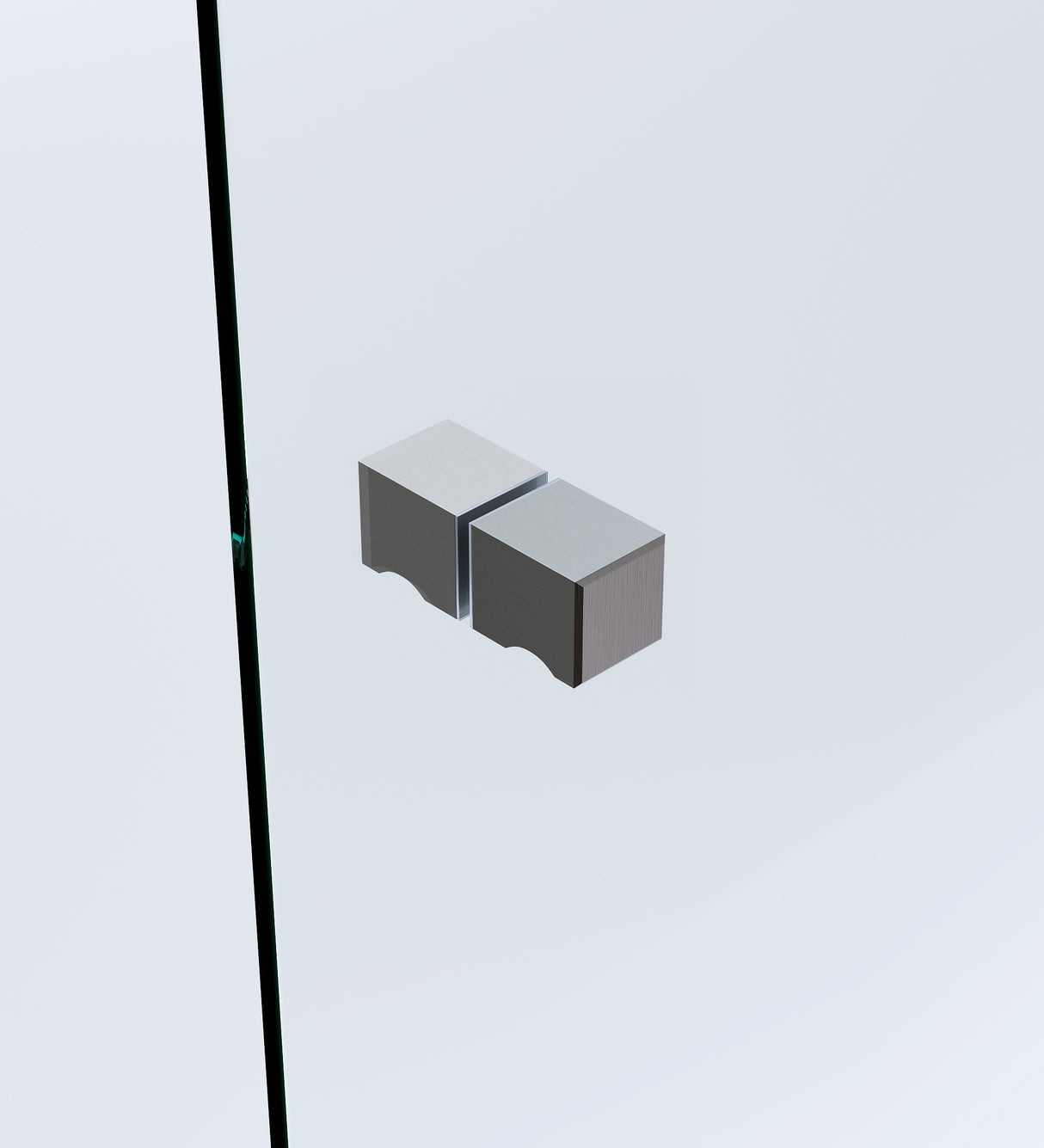 110x80cm Corner Frameless Shower Screen &ndash; Gunmetal Wall Channel and Floor Channel with Brass Hinges & Square Knob Handle