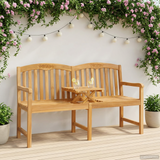 Handcarved Rose Bench Natural 150.5 x 60 x 95 cm - Front View