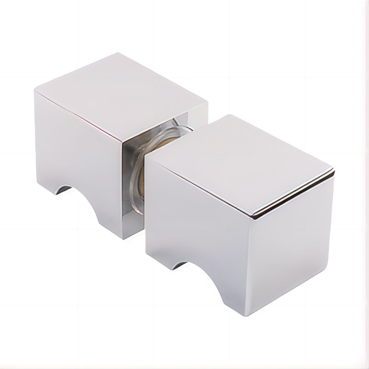 110x110cm Corner Frameless Shower Screen &ndash; Chrome Wall Channel with Brass Hinges & Square Knob Handle