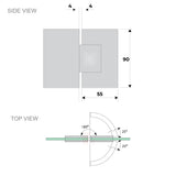120x80cm Corner Frameless Shower Screen &ndash; Chrome Wall Channel with Brass Hinges & Square Knob Handle