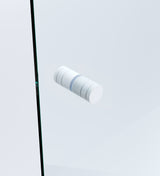 100x100cm Corner Frameless Shower Screen &ndash; White Wall Channel and Floor Channel with Brass Hinges & Round Knob Handle - Extra Image