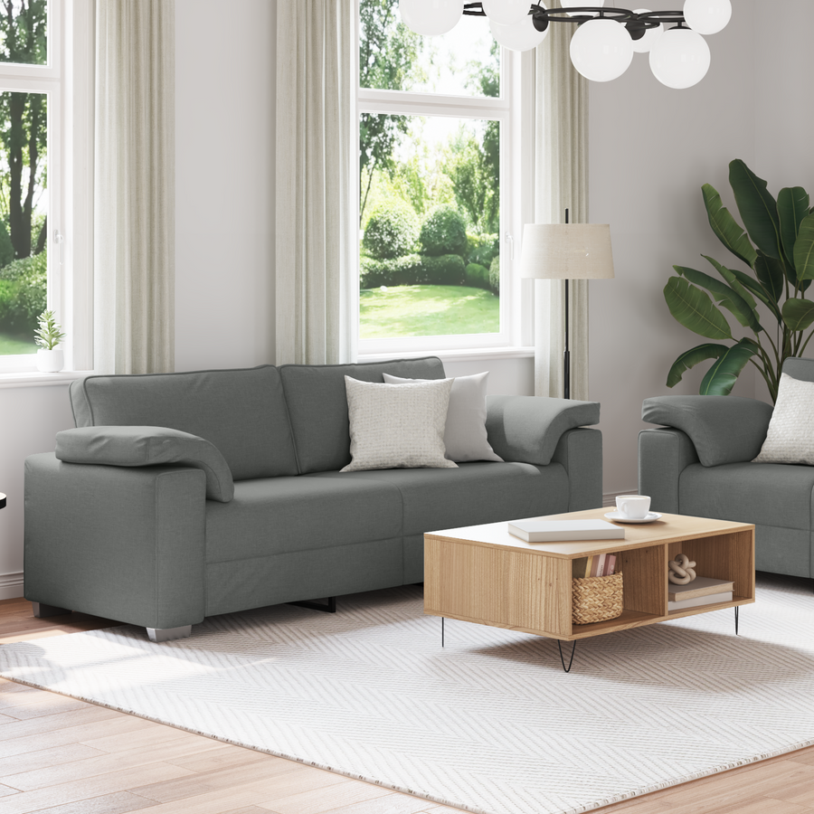 Sofa 2 pcs Dark Grey Fabric