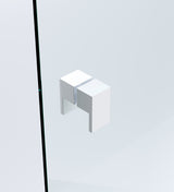 110x70cm Corner Frameless Shower Screen &ndash; White Wall Channel and Floor Channel with Brass Hinges & Square Double Pull Handle - Extra Image