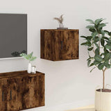Wall Mounted TV Cabinet Smoked Oak 40x34.5x40 cm - Front View