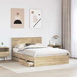 Bed Frame with Drawer Sonoma Oak 135 x 190 cm Engineered Wood