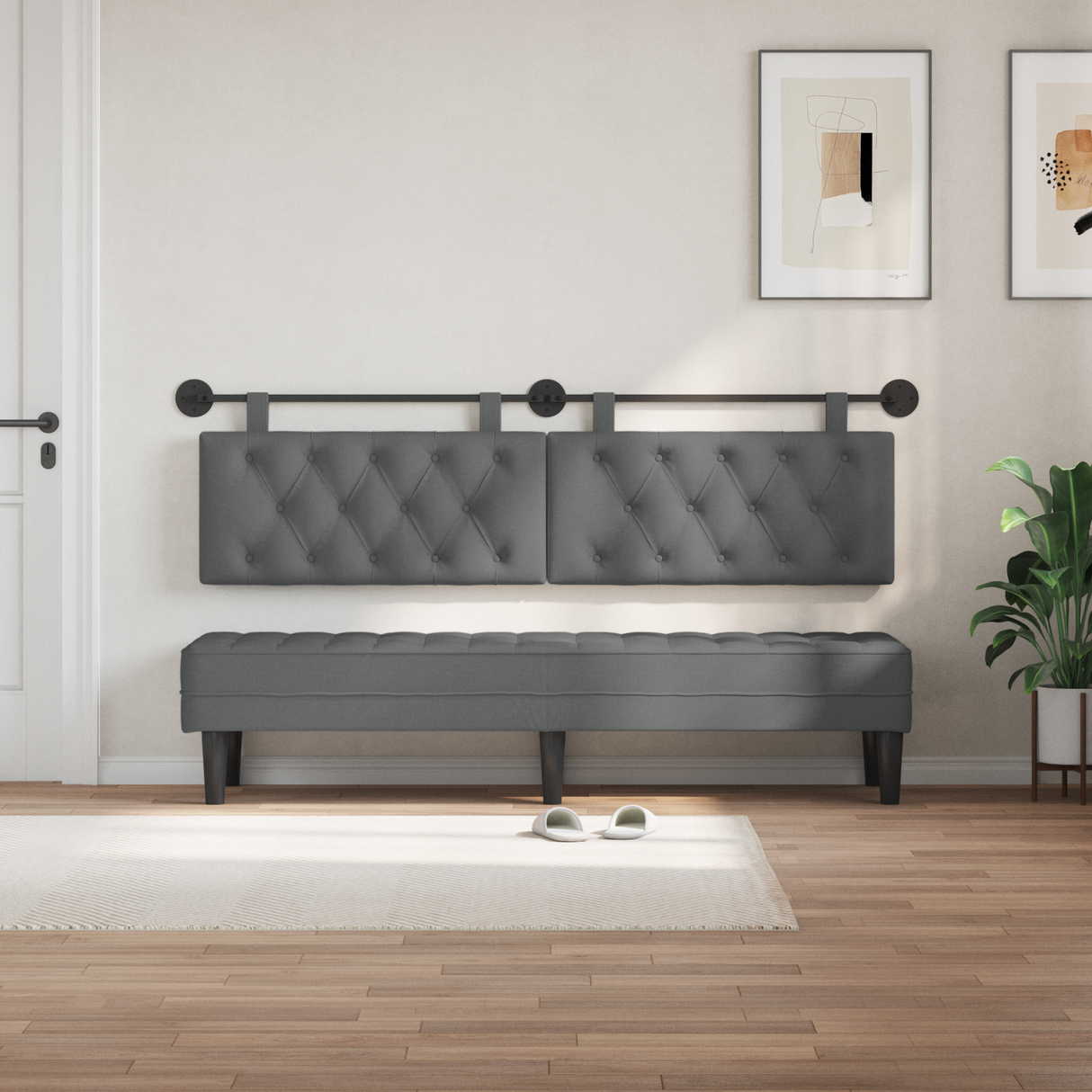 Hanging Headboard Dark Grey Fabric