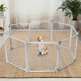 Pawz Pet Playpen Transparent Acrylic Clear Folding Dog Fence Kennel 8 Panel - Close-Up Angle