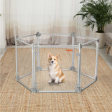Pawz Pet Playpen Transparent Acrylic Clear Folding Dog Fence Kennel 6 Panel - Close-Up Angle