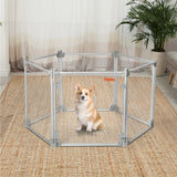 Pawz Pet Playpen Transparent Acrylic Clear Folding Dog Fence Kennel 6 Panel - Close-Up Angle