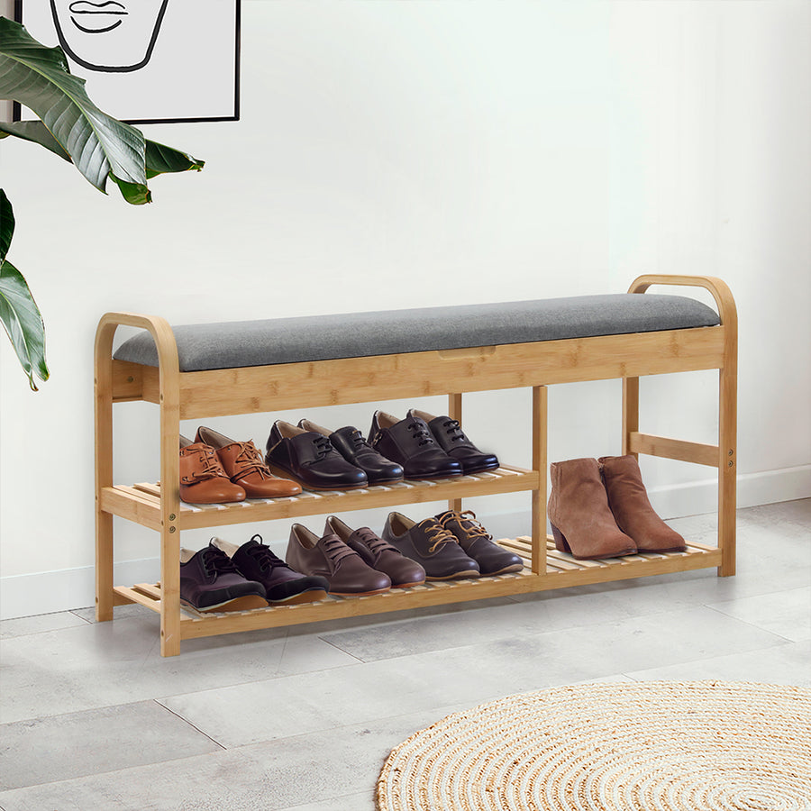 Levede Bamboo Shoe Rack Bench Entryway Seat-2006732840615677959