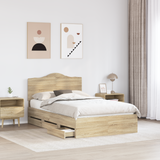 Bed Frame with Drawer Sonoma Oak 135 x 190 cm Engineered Wood - Side View