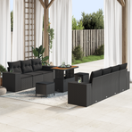 Garden Sofa Set 10 pcs 9-Seater Black Poly Rattan