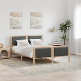 Bed frame Brown and dark grey 135 x 190 cm Solid pine wood - Side View