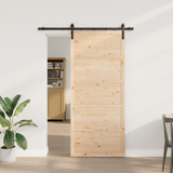 Sliding Door Natural 80 x 208 cm Solid Pine Wood - Front View