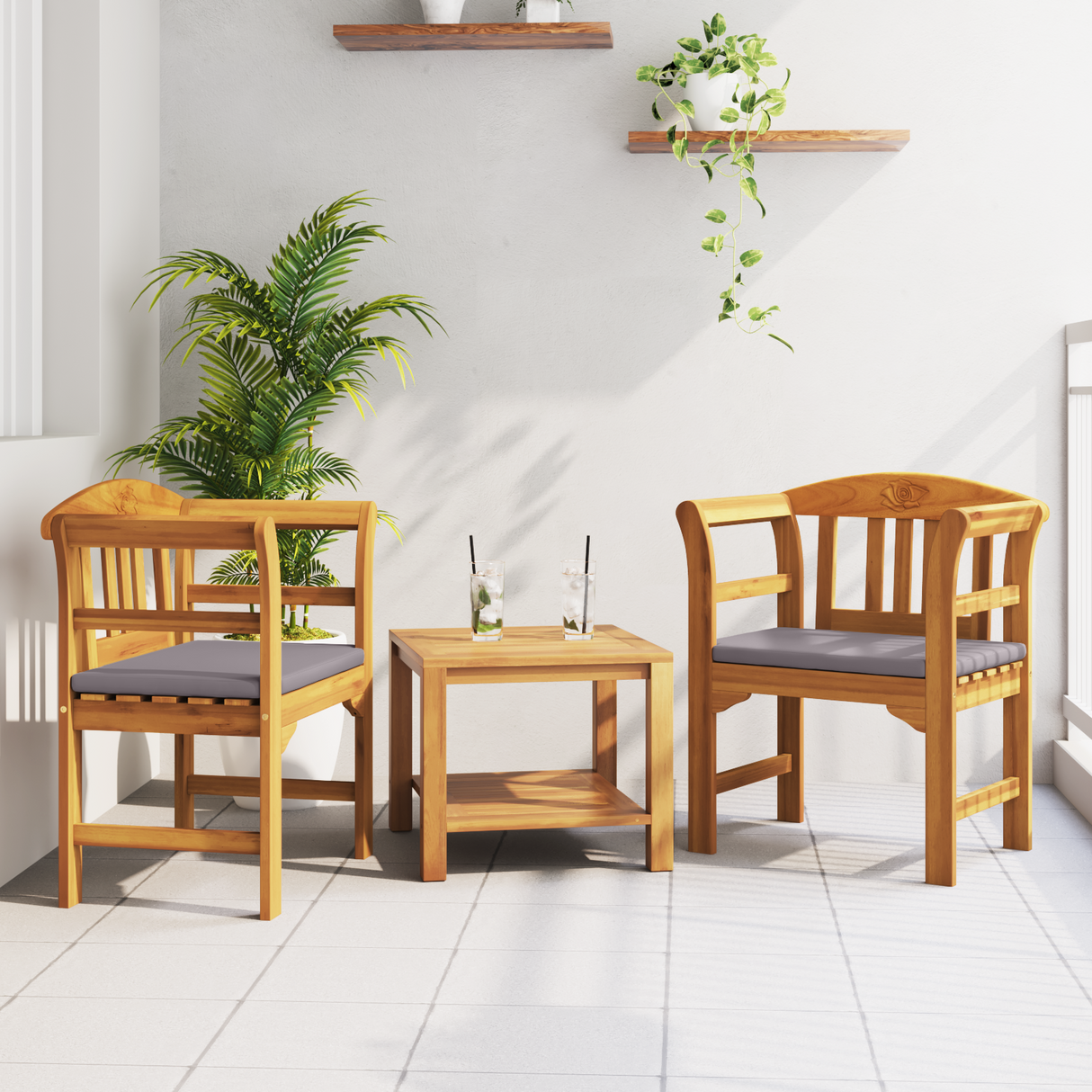 Rose Bench Natural 68.5 x 46 x 82.5 cm Solid Acacia Wood