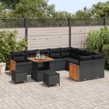 Garden Sofa Set with Cushion 12 pcs Black - Side View