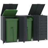Wheelie Bin Storage for 3 Bins Anthracite 207x79x117 cm Steel - Front View