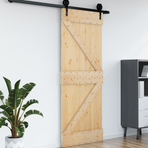 Door NARVIK 70 x 210 cm Solid Pine Wood (Untreated) Natural