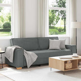 3-Seater Sofa Dark Grey 220x78x84 cm Fabric - Front View