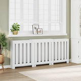 Radiator Cover White 205x21.5x83.5 cm Engineered Wood - Front View
