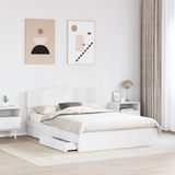 Storage Bed with Headboard White 150 x 200 cm Engineered Wood - Side View