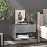 Wall-mounted Bedside Cabinet Concrete Grey - Front View