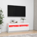 TV Cabinet with LED Lights White 100x35x40 cm - Side View