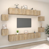 8 Piece TV Cabinet Set Sonoma Oak Engineered Wood - Front View