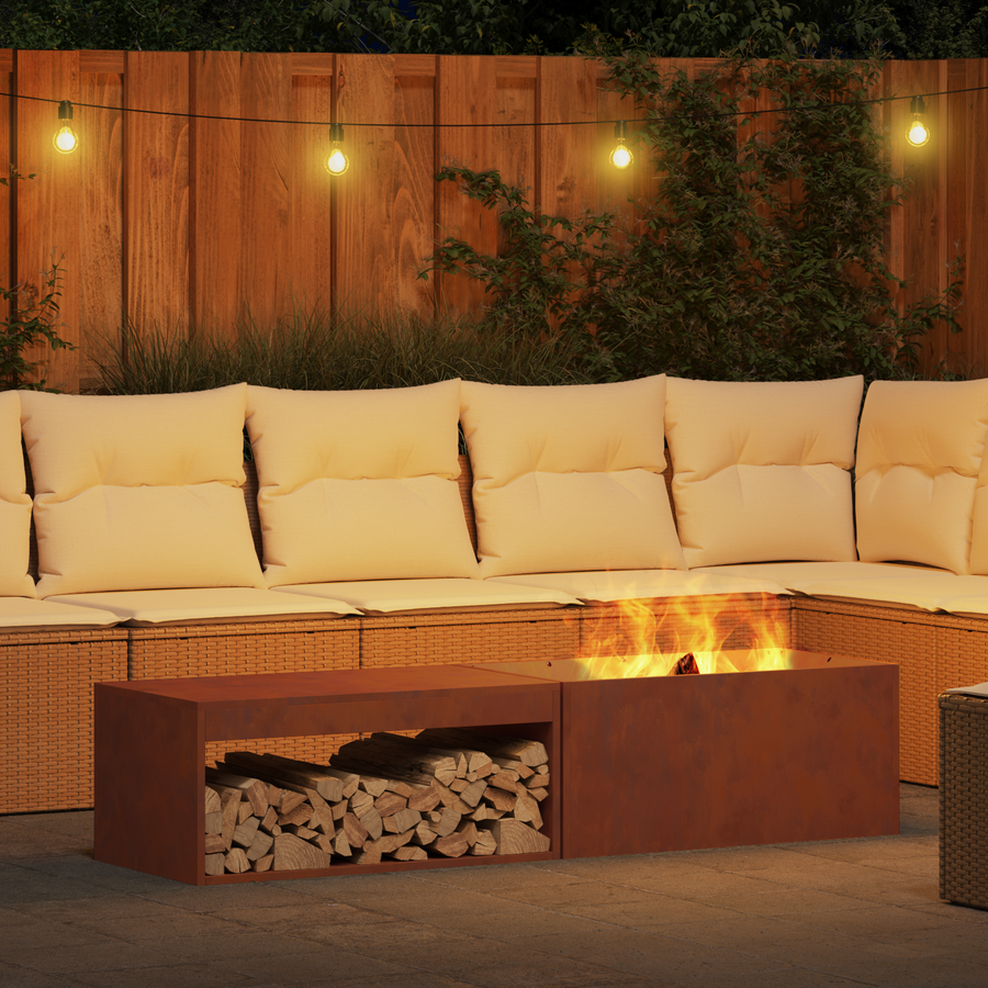 Fire Bowl Rusty 160 x 45 x 35 cm Weathering Steel