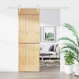 Sliding Door Natural and White 70 x 210 cm Solid Pine Wood