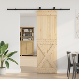 Sliding Door NARVIK Natural and Black 70 x 210 cm (213.5 cm) - Front View