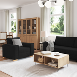 Sofa 3 pcs Black 220 x 80 x 84 cm Linen-blend fabric - Side View