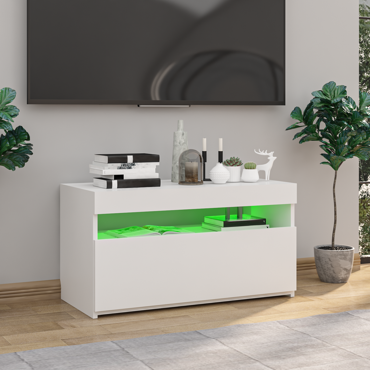 TV Cabinet with LED Lights White 75x35x40 cm