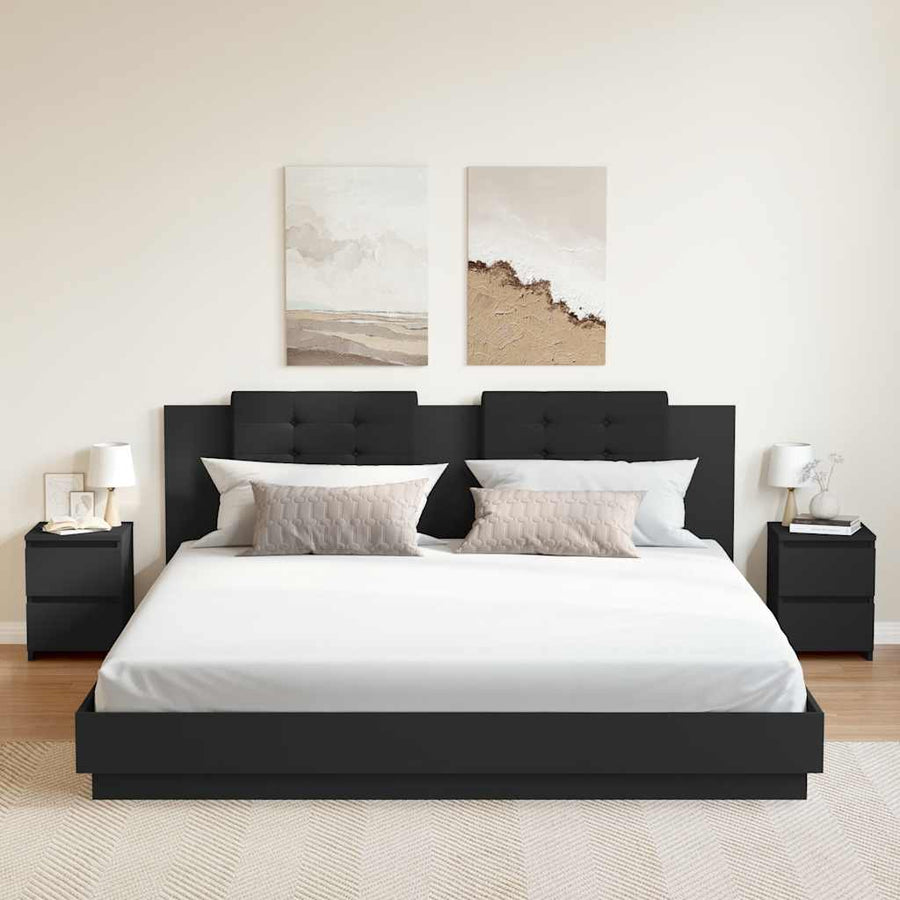 Bedside Cabinets 2 pcs Black 30x30x40 cm Engineered Wood