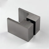 120x110cm Corner Frameless Shower Screen &ndash; Gunmetal Wall Channel with Brass Hinges & Square Double Pull Handle