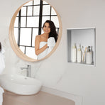 336 x 336 x 101mm Shower Niche Single Shelf Organizer No Tile Needed in Stainless Steel Finish