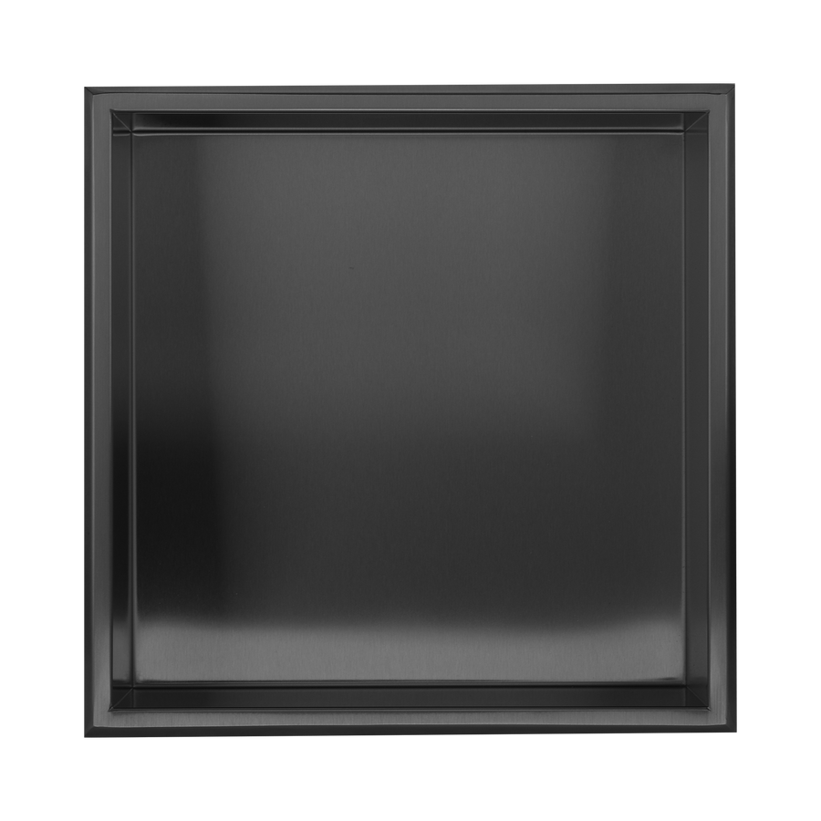 336 x 336 x 101mm Shower Niche Single Shelf Organizer No Tile Needed in Black